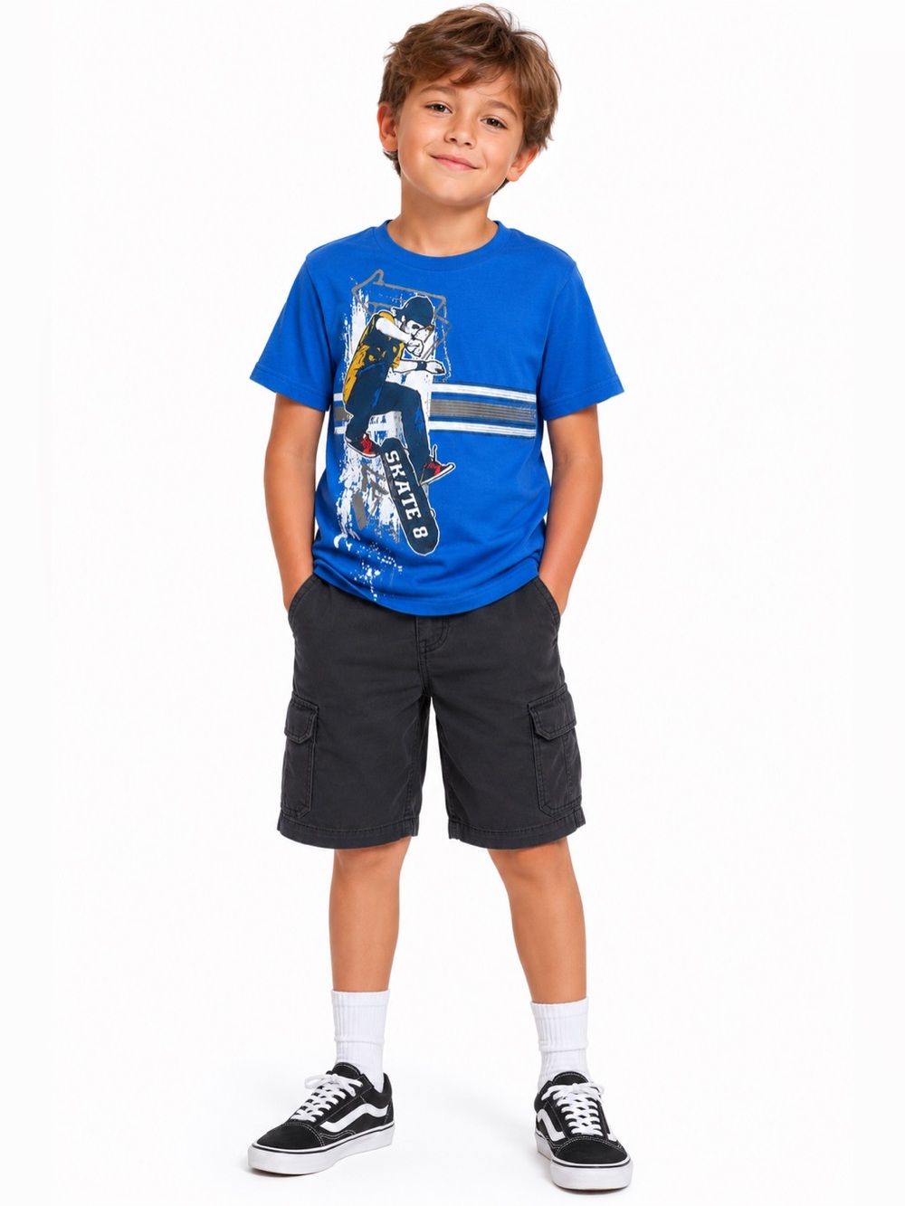 Fast Track Boys Skateboard Graphic T Shirt Size Medium Blue Short Sleeve Tee